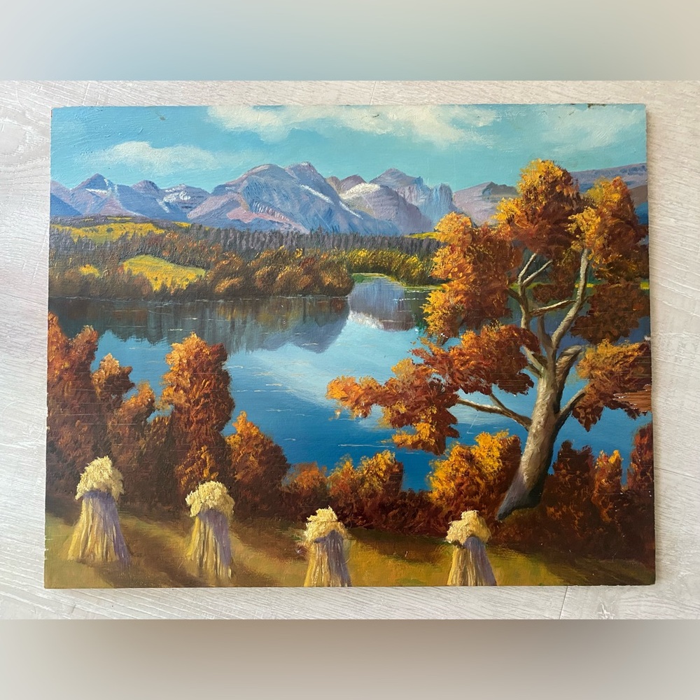 Folk art landscape painting
